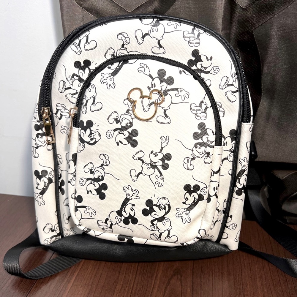 Disney Mickey Mouse Mini Backpack Purse, NWT,  11" x 8.5" adjustable straps ,B&W
